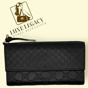 Gucci Guccissima leather continental wallet in black